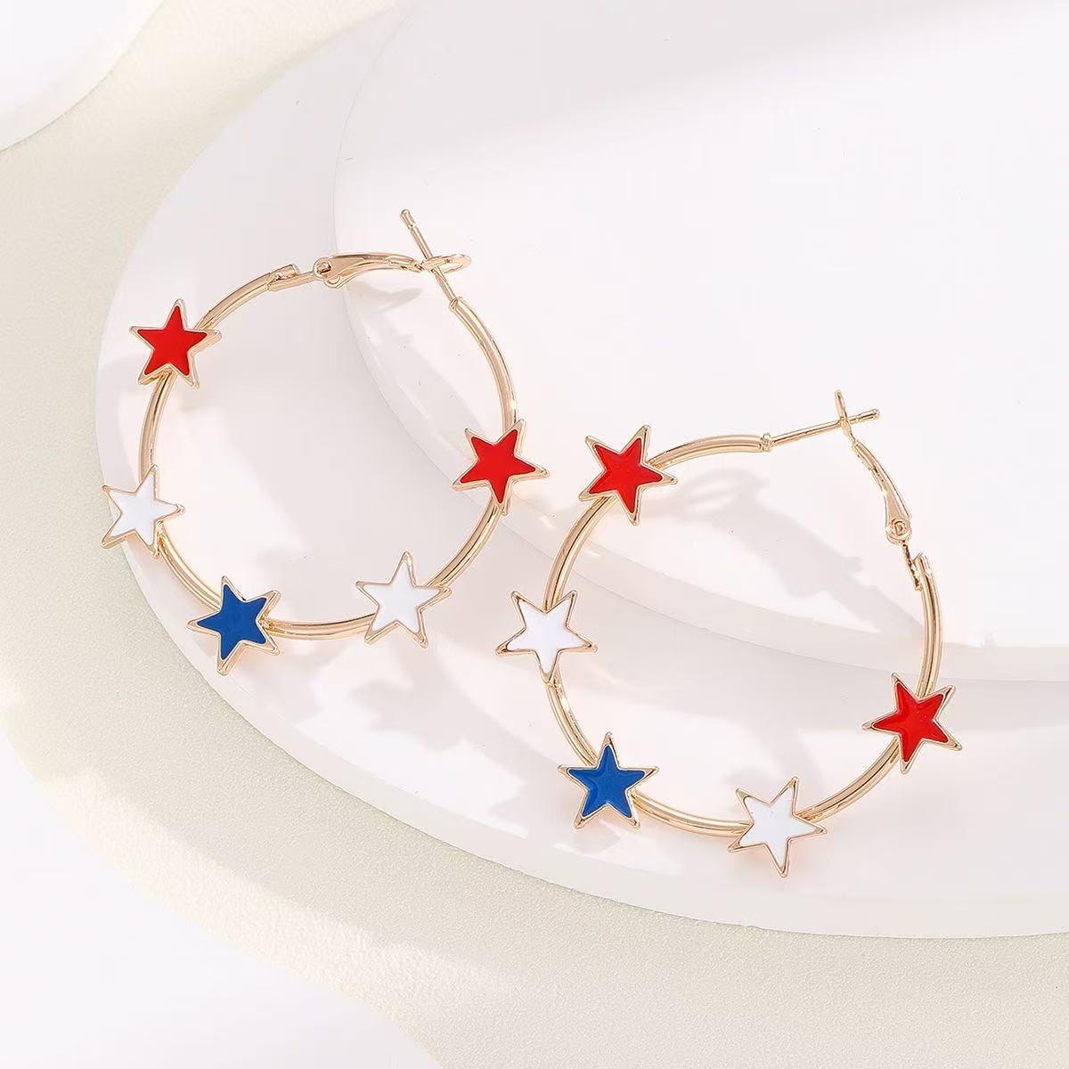 Wholesale Independence Day  Five-Pointed Star Earrings