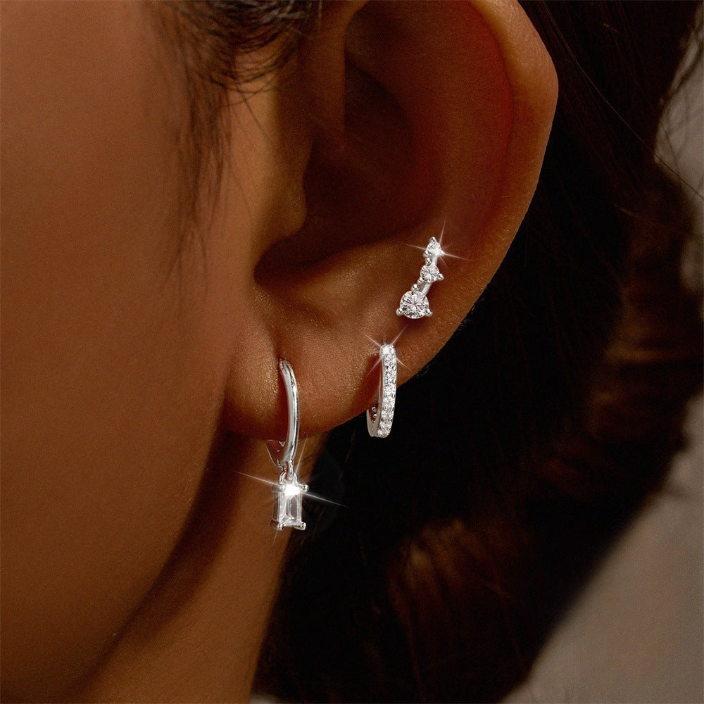 Wholesale Square Zirconia Earring Set
