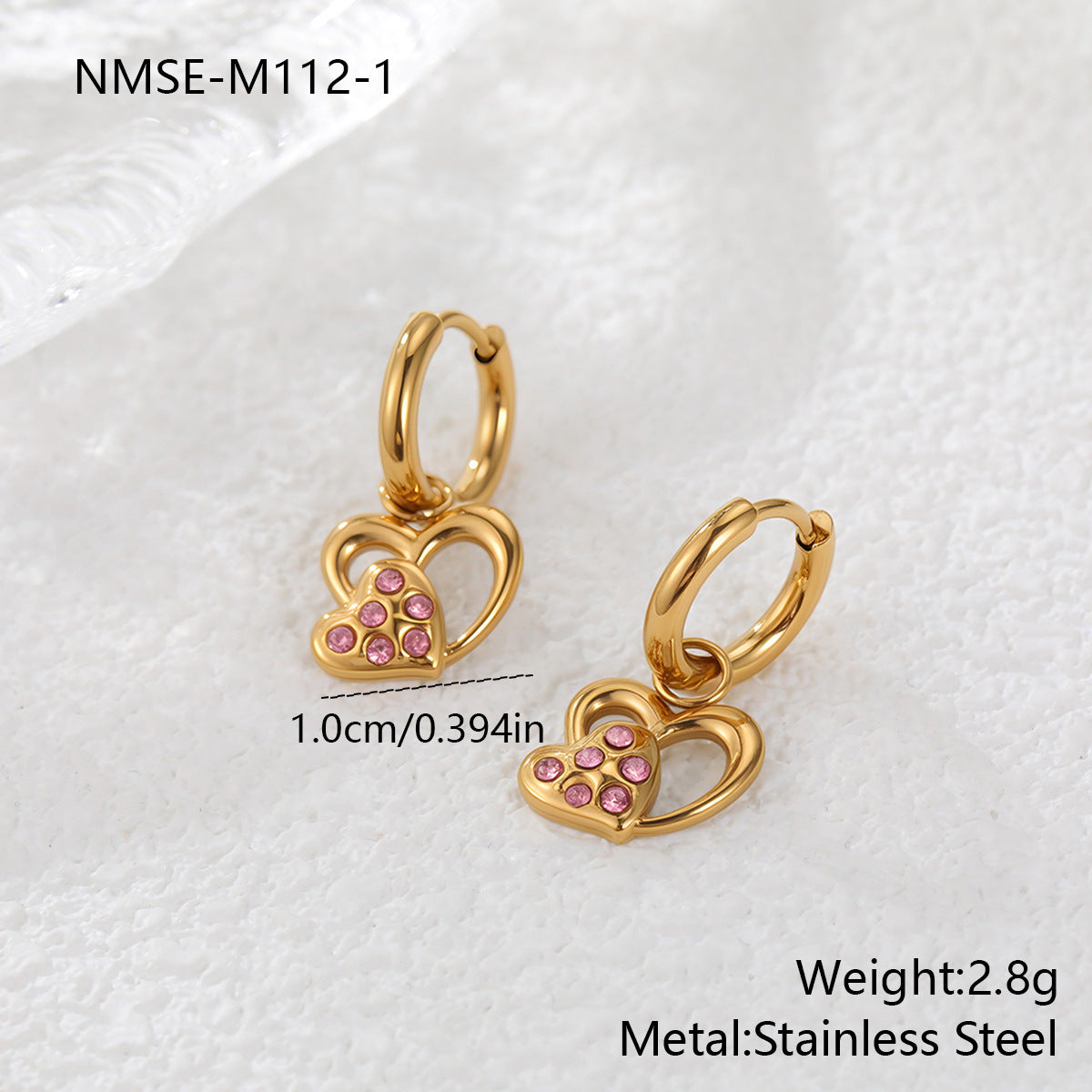 Wholesale Stainless steel heart-shaped dangle earrings