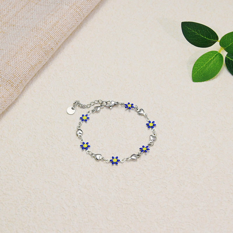 Wholesale Titanium Steel Flower Fashion New Oil Dropping 18K Gold Bracelet