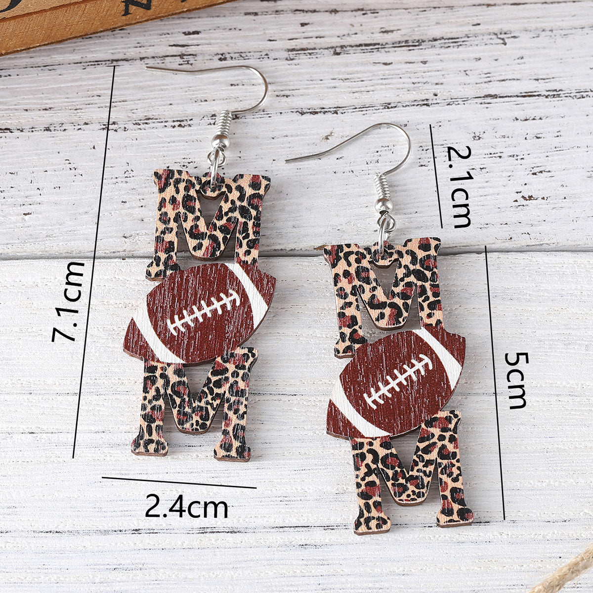Wholesale Rugby MOM leopard print drop earrings
