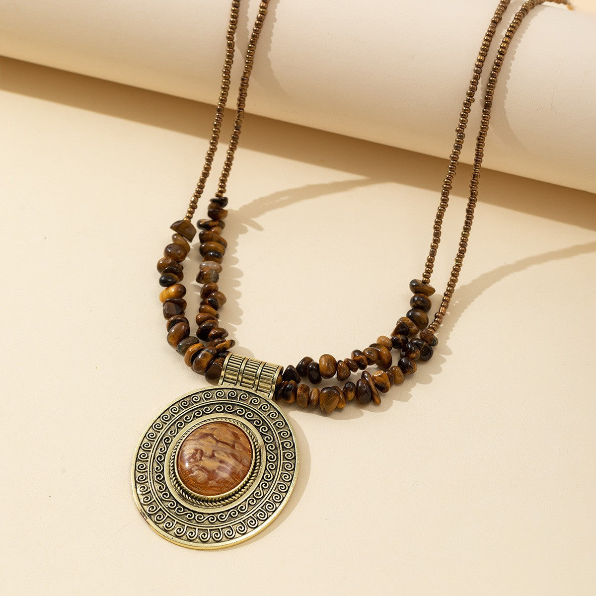 Wholesale Zinc Alloy Vintage Distressed Turquoise Gravel Necklace Ethnic Retro Style Fashion Accessory