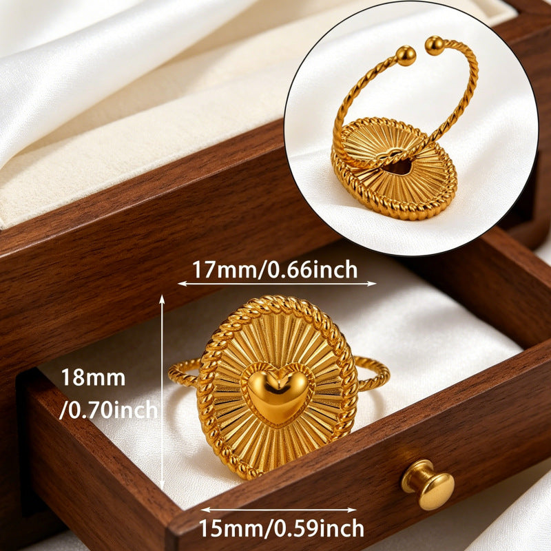 Wholesale Oil Drop Heart Crown Ring Stainless Steel Fashion Accessory Gift