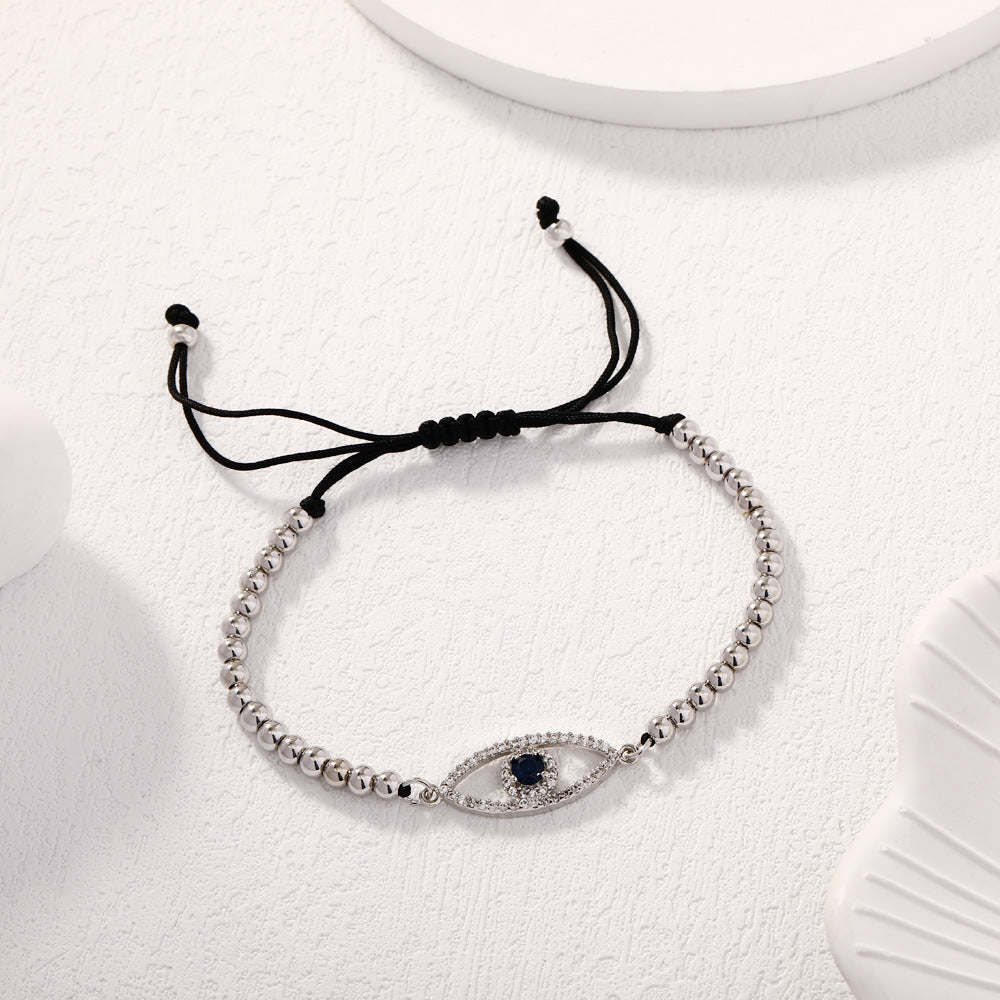 Wholesale Copper full diamond evil eye bracelet