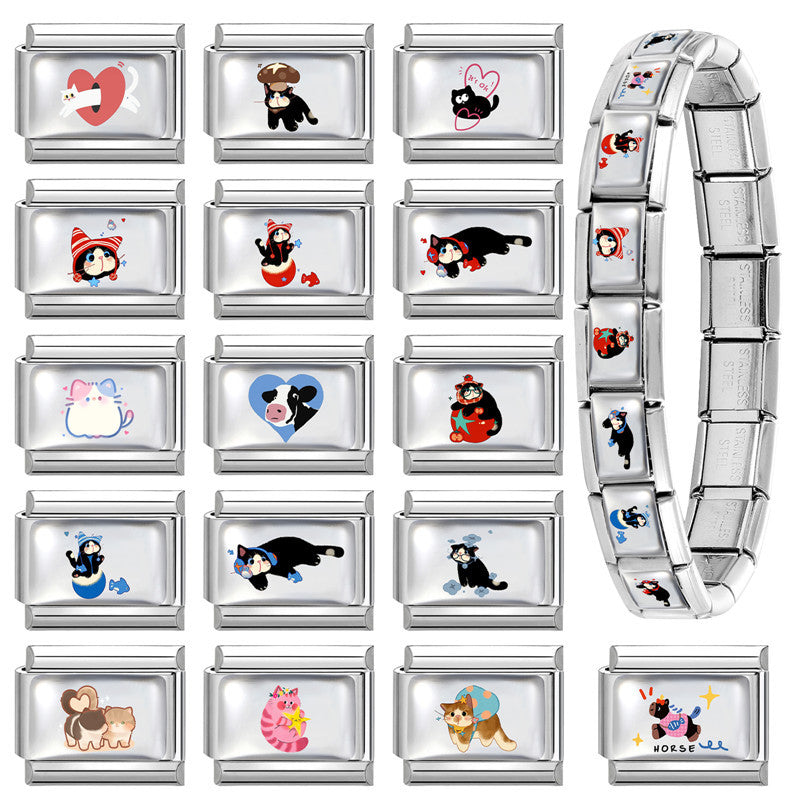 Wholesale Italian Cartoon Cute Animal DIY Stainless Steel Splicing Bracelet – Fashion Jewelry Accessory Gift