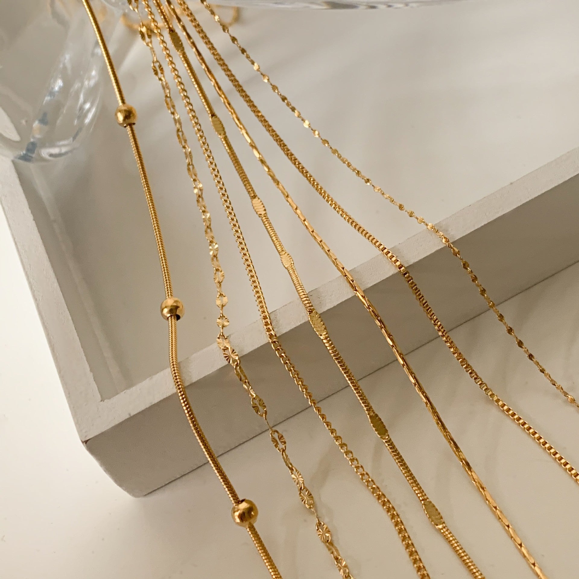 Wholesale Cross chain box chain snake bone chain titanium steel plated 24k golden sunflower clavicle chain