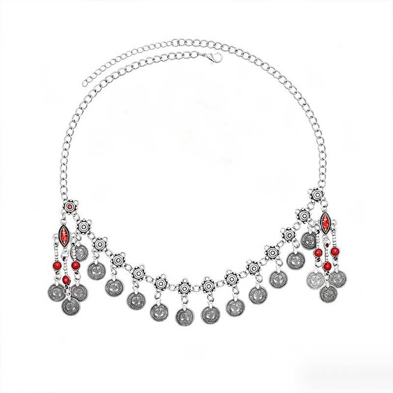 Wholesale Chic Exotic Rhinestone Coin Tassel Hair Chain Retro Geometric Head Chain Fashion Accessory