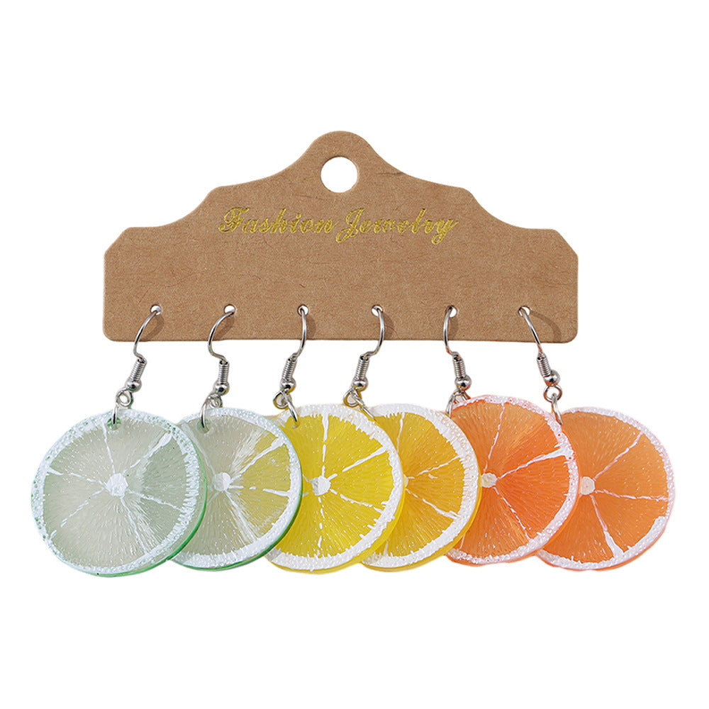 Wholesale Fruit lemon pendant earrings set