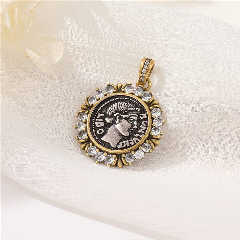 Wholesale Copper Greek Roman Retro Figure Pendant Necklace Fashion Accessory for Boutique Resale
