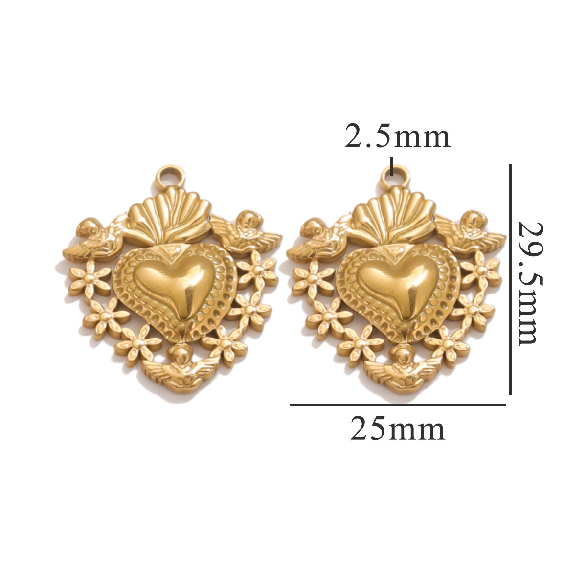 Wholesale 5pcs Stainless steel  retro three-dimensional sun love pendant