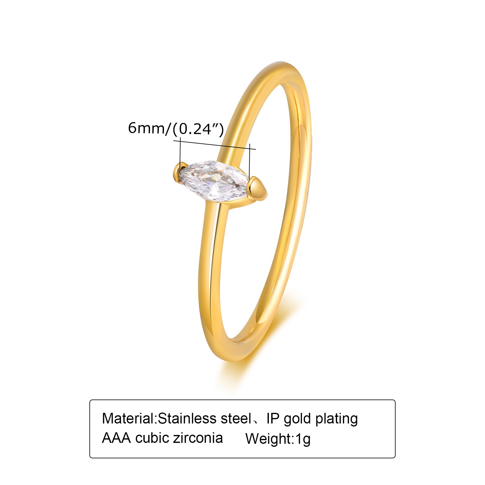 Wholesale Titanium Steel Ring Stainless Steel Zircon Gold Ring Heart Shape ACC-RS-HuaLanXin002