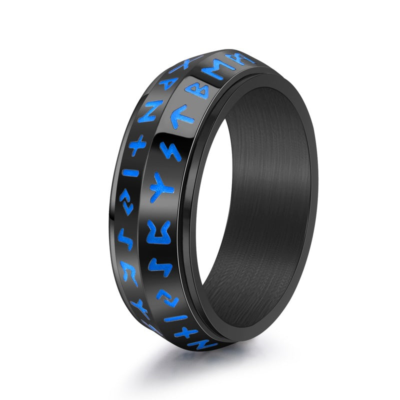 Anello in acciaio al titanio vichingo smussato in stile nordico retrò all'ingrosso