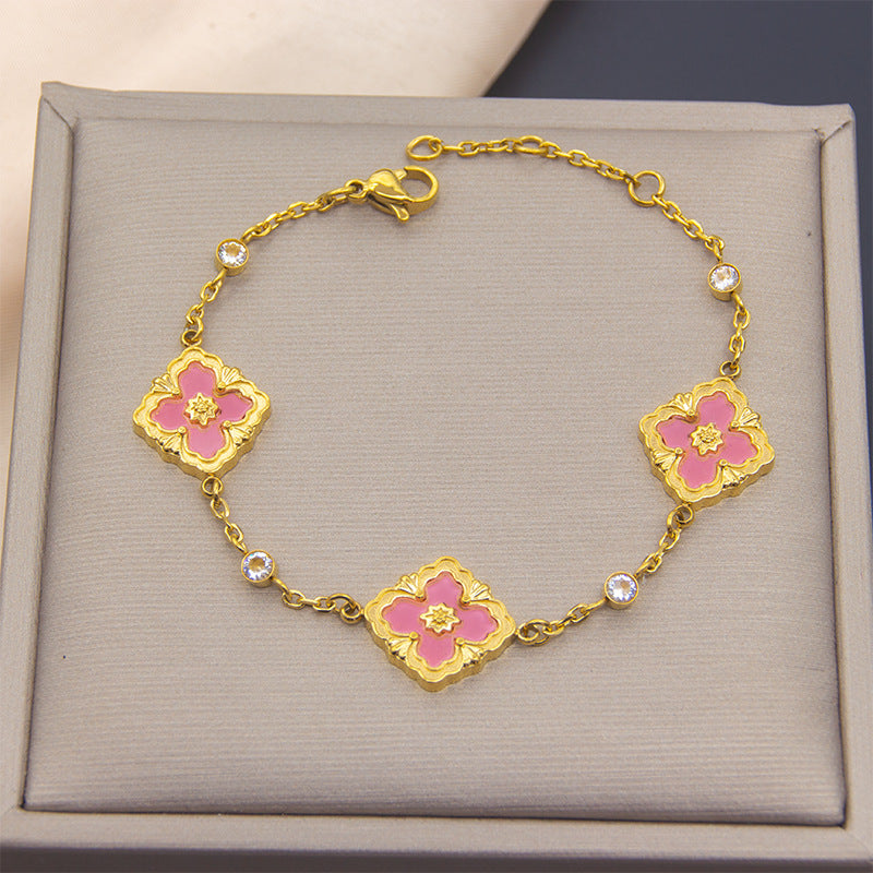 Wholesale Brushed Diamond Leaf Four Leaf Clover Bracelet ACCVIP-BT-Xiangou001