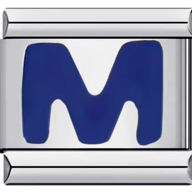 Wholesale 10pcs Italian Charm Bracelet 9mm DIY Splicing Removable Blue English Letters Stainless Steel Composable Bracelet