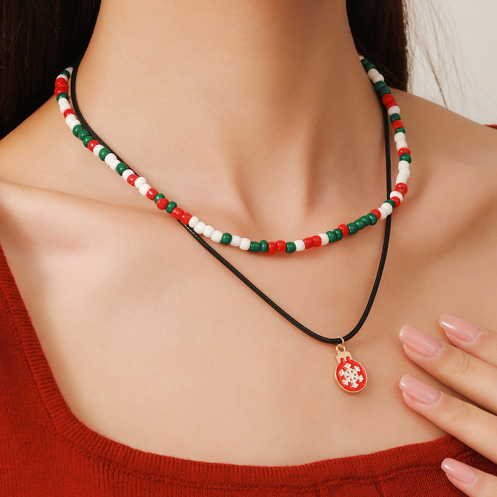 Wholesale Christmas Acrylic Rice Bead Necklaces ACC-NE-Zhey003
