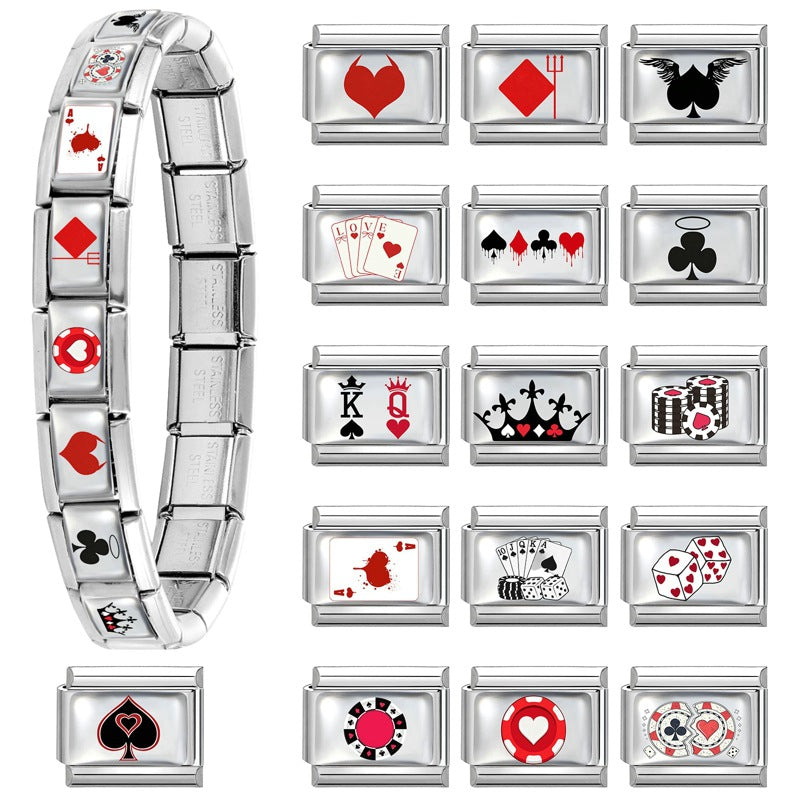 Wholesale Stainless Steel Poker Element DIY Modular Bracelet Accessory Jewelry Supply