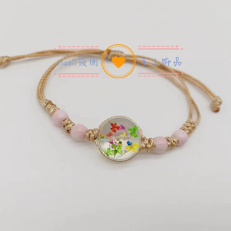 Wholesale Handwoven Colorful Ceramic Beads Natural Real Flower Bracelet ACC-BT-Youl011