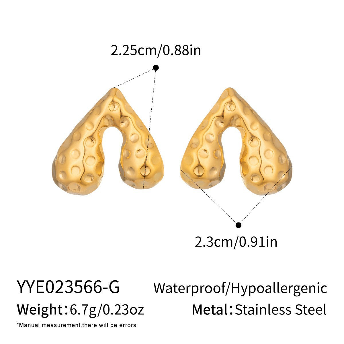 Wholesale Stylish Heart-Shaped Earrings Set PVD Stainless Steel 18K Gold Tone Fashion Accessory for Gift