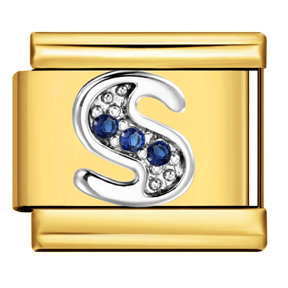 Wholesale 9mm Italian Charm Starter Bracelets DIY Letter Single Section Creative Stainless Steel Composable Bracelet