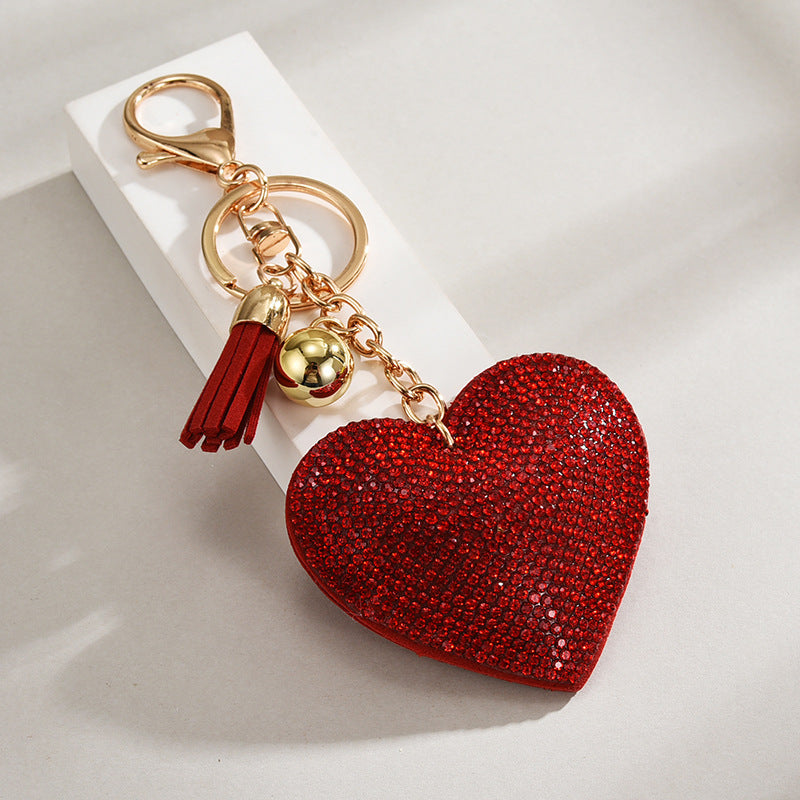 Wholesale Colorful Rhinestone Hot Rhinestone Leather Tassel Keychain ACC-KC-XLu001