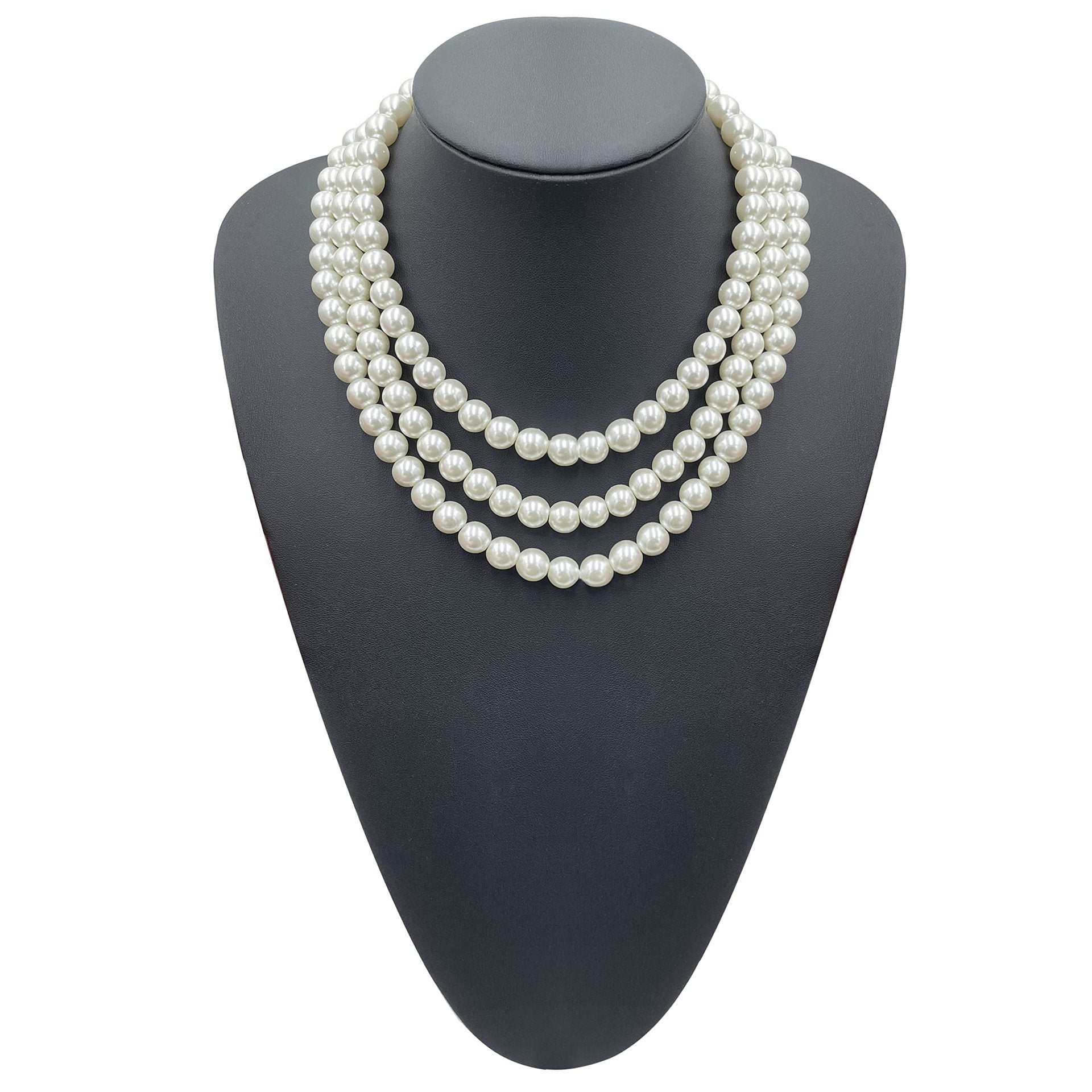 Wholesale Three-layer glass pearl necklace bracelet earrings suit