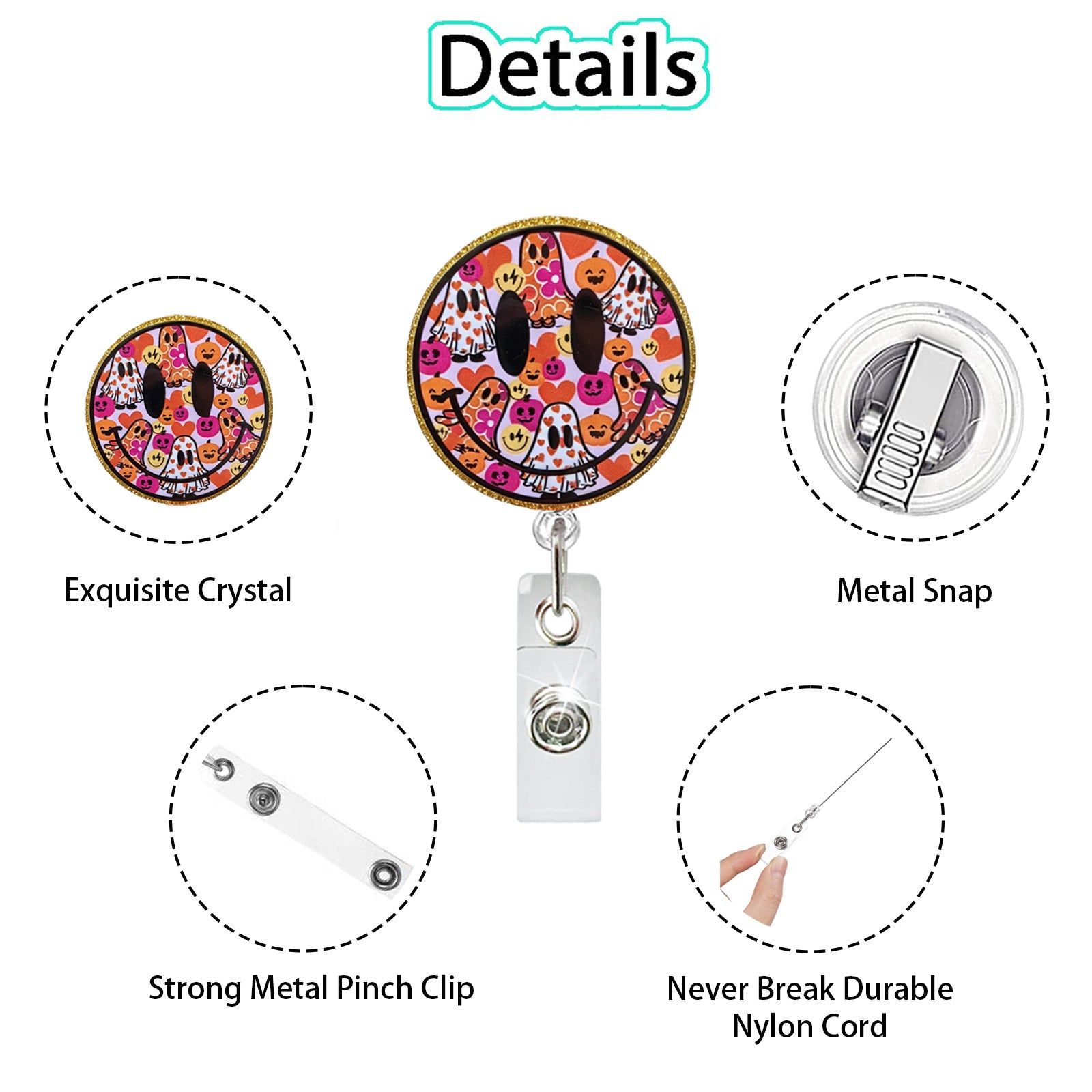 Wholesale Acrylic Ghost  Badge Reel Retractable ID Holder Gift