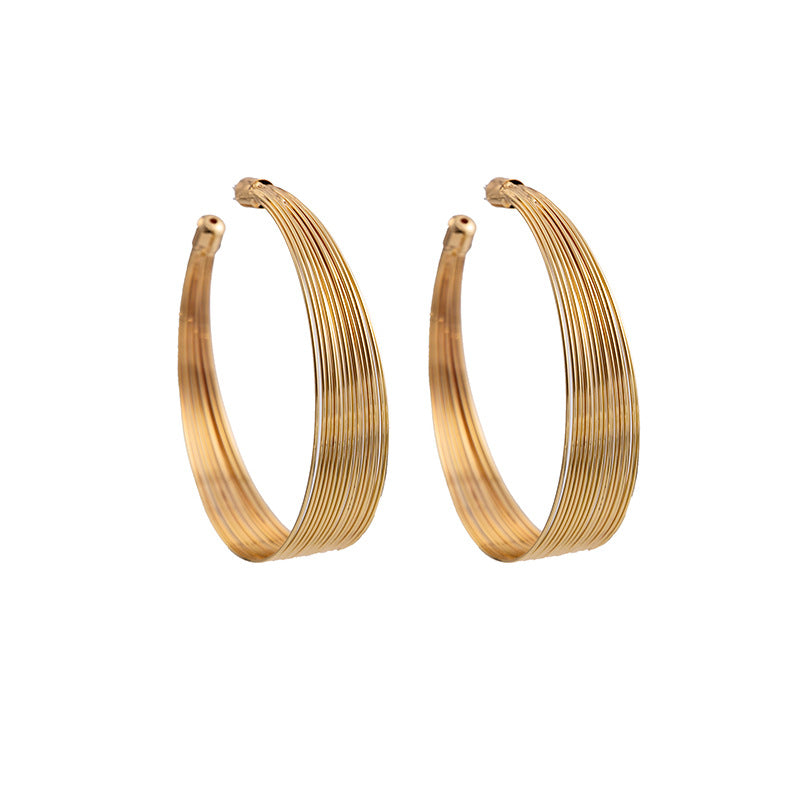 Wholesale Metal Multi-layer Earrings C-shaped Brushed Earrings