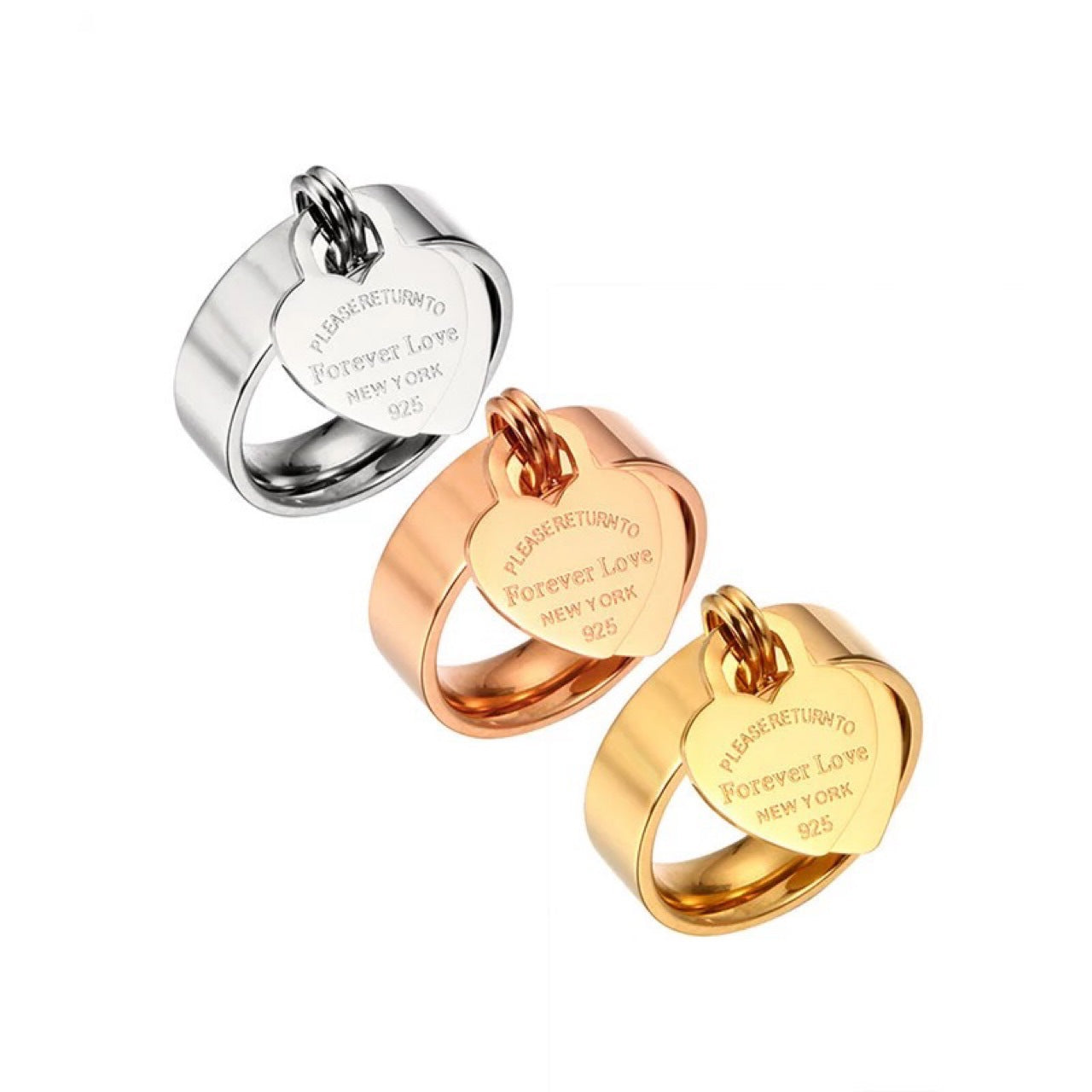 Wholesale forever heart letter gold plated stainless steel ring