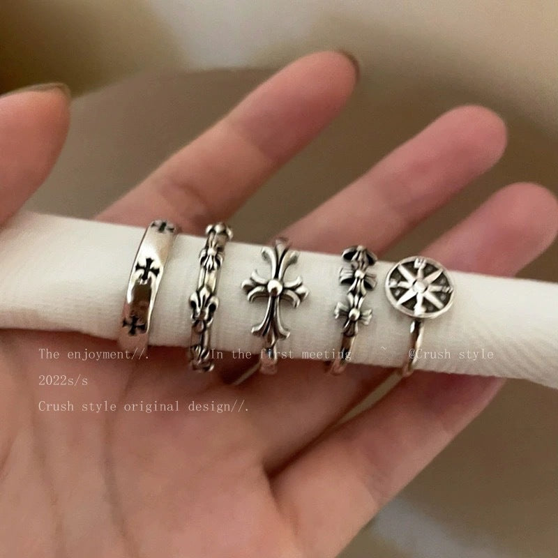 Wholesale Retro Distressed Cross Open Ring - Alloy Fashion Accessory for Women