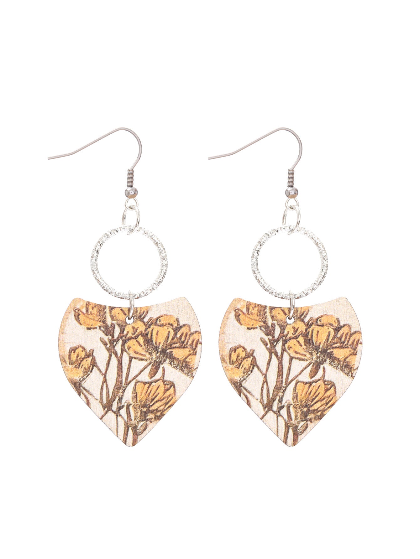 Wholesale  Retro Bohemian Style Pattern Leaves Wooden Earrings