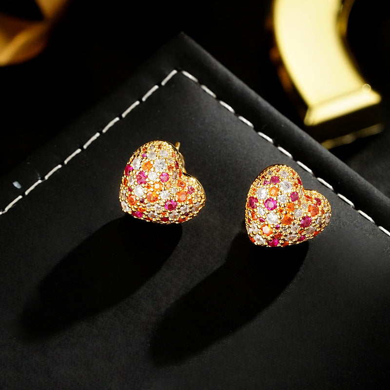 Wholesale S925 Silver Needle Full Diamond Love Earrings