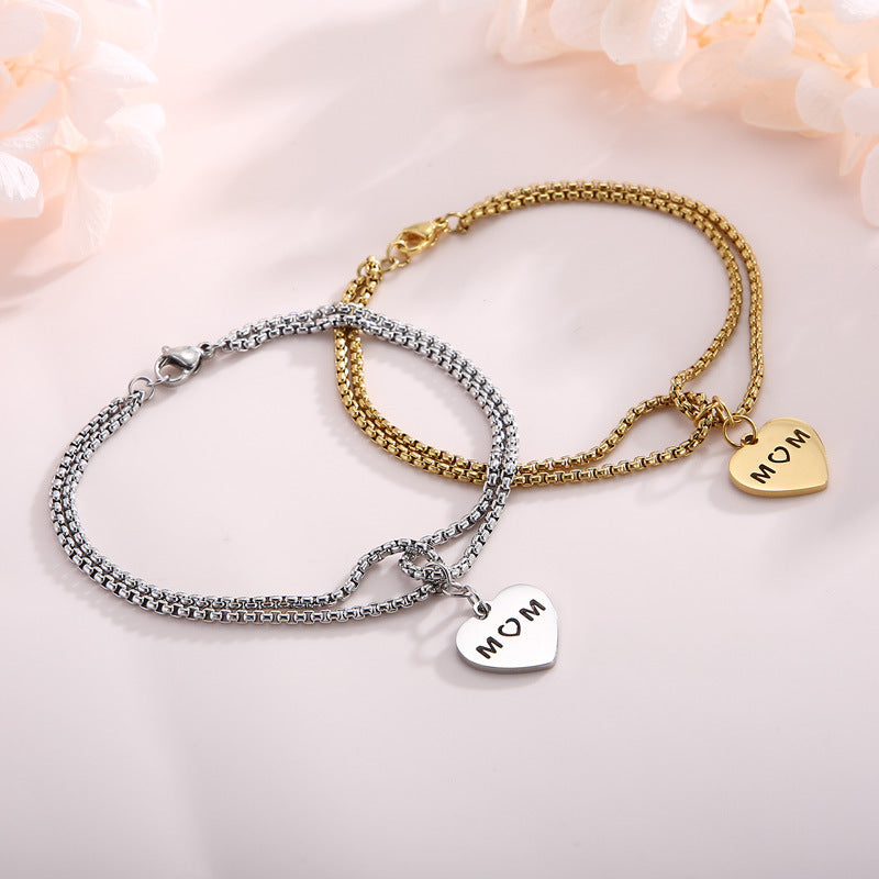 Wholesale Mother's Day Heart Stainless Steel Bracelet