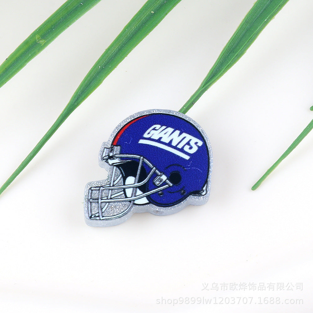 Wholesale 5pcs Acrylic Rugby Straight Hole Cartoon Beads