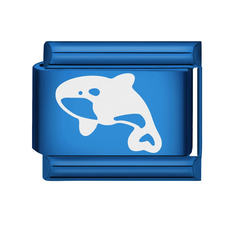 Wholesale Italian Charm Bracelet 9mm DIY Splicing Blue Series Stainless Steel Composable Bracelet