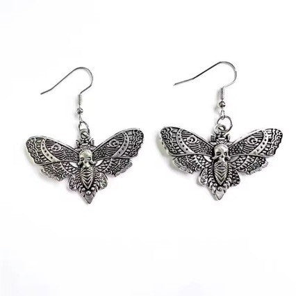 Wholesale Gothic Skull Moth Earrings Zinc Alloy Cartoon Drop Earrings  Party Fashion Accessory
