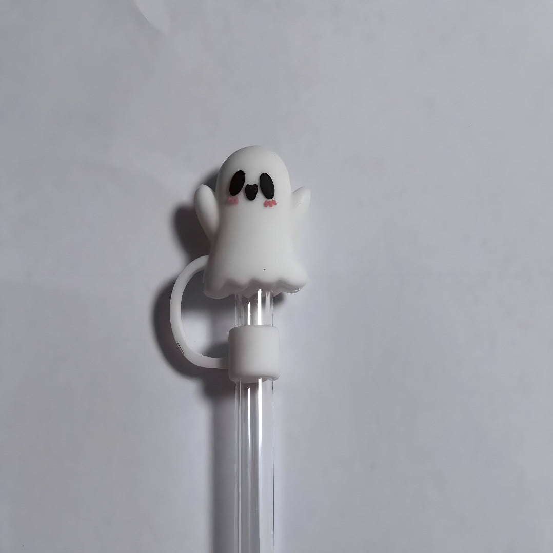 Wholesale  10mm Halloween Creative Cartoon Sports PVC Soft Straw Tube Cap