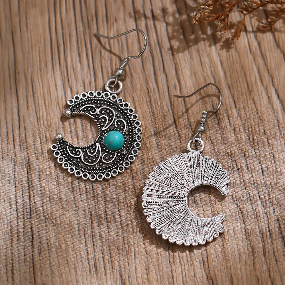 Wholesale  Vintage Earrings Fashion Personality Moon Turquoise Earrings