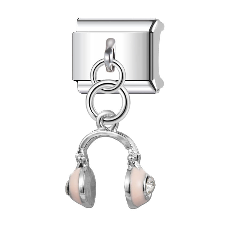 Wholesale Italian Charm Bracelet 9mm DIY Splicing Stainless Steel Heart Pendant Composable Bracelet