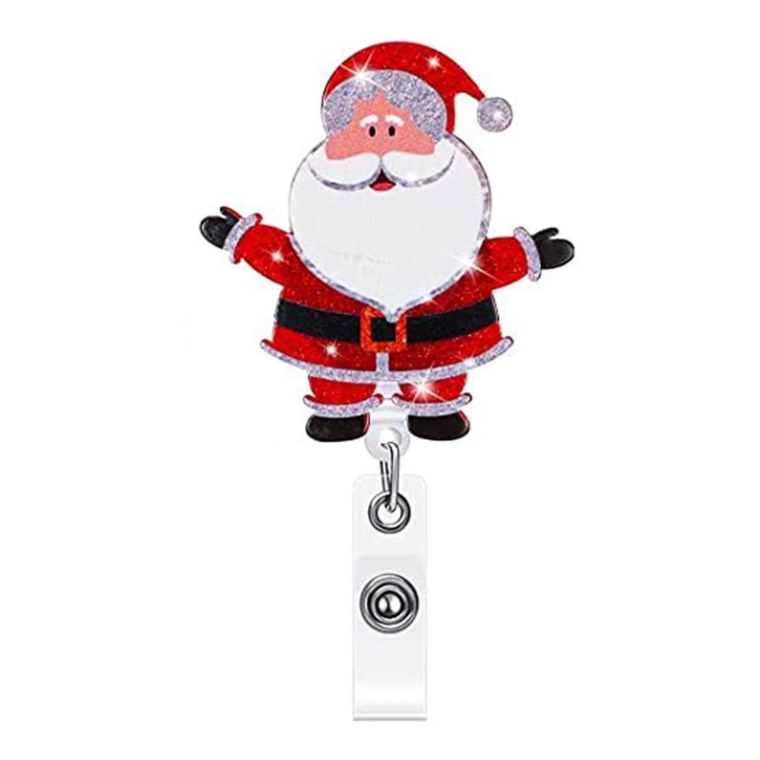 Wholesale Christmas Tree Holiday Glitter Badge Clip Retractable Keychain ACC-KC-LingYu011