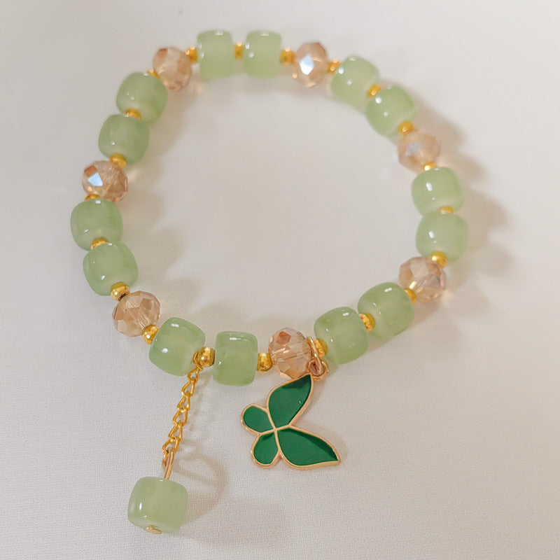 Wholesale Glass Crystal Butterfly Bracelet,  Handmade Barrel Beads Fashion Accessory for Women