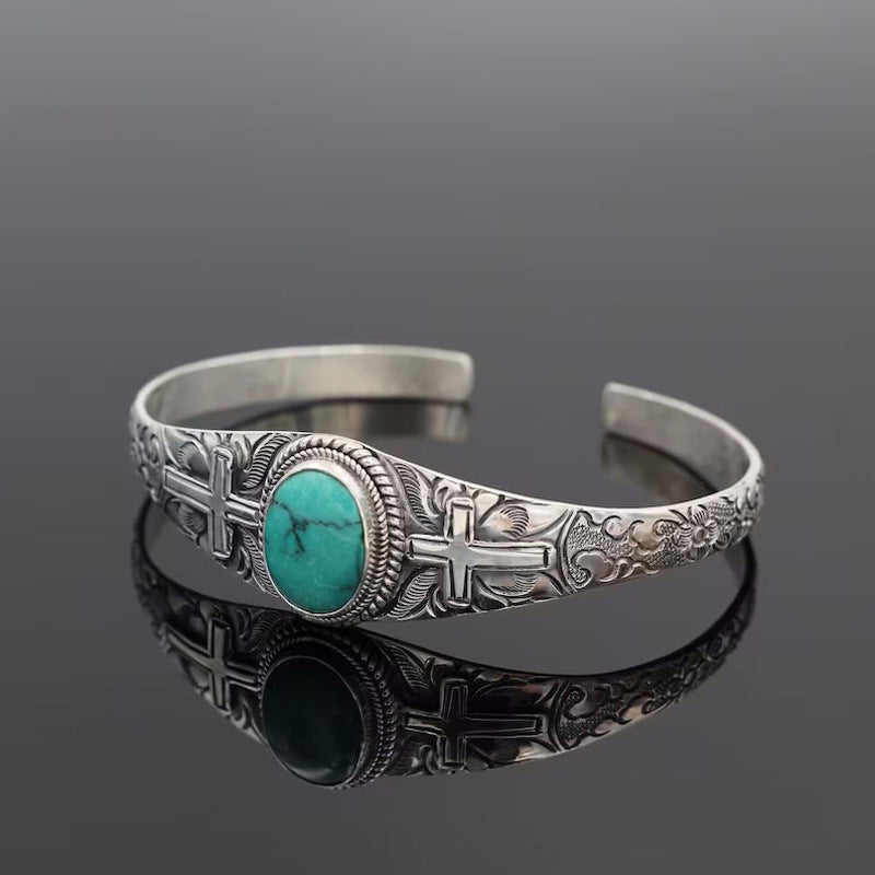 Wholesale Bohemian Turquoise Open Cuff Bracelet Retro Ethnic Style Fashion Accessory Gift
