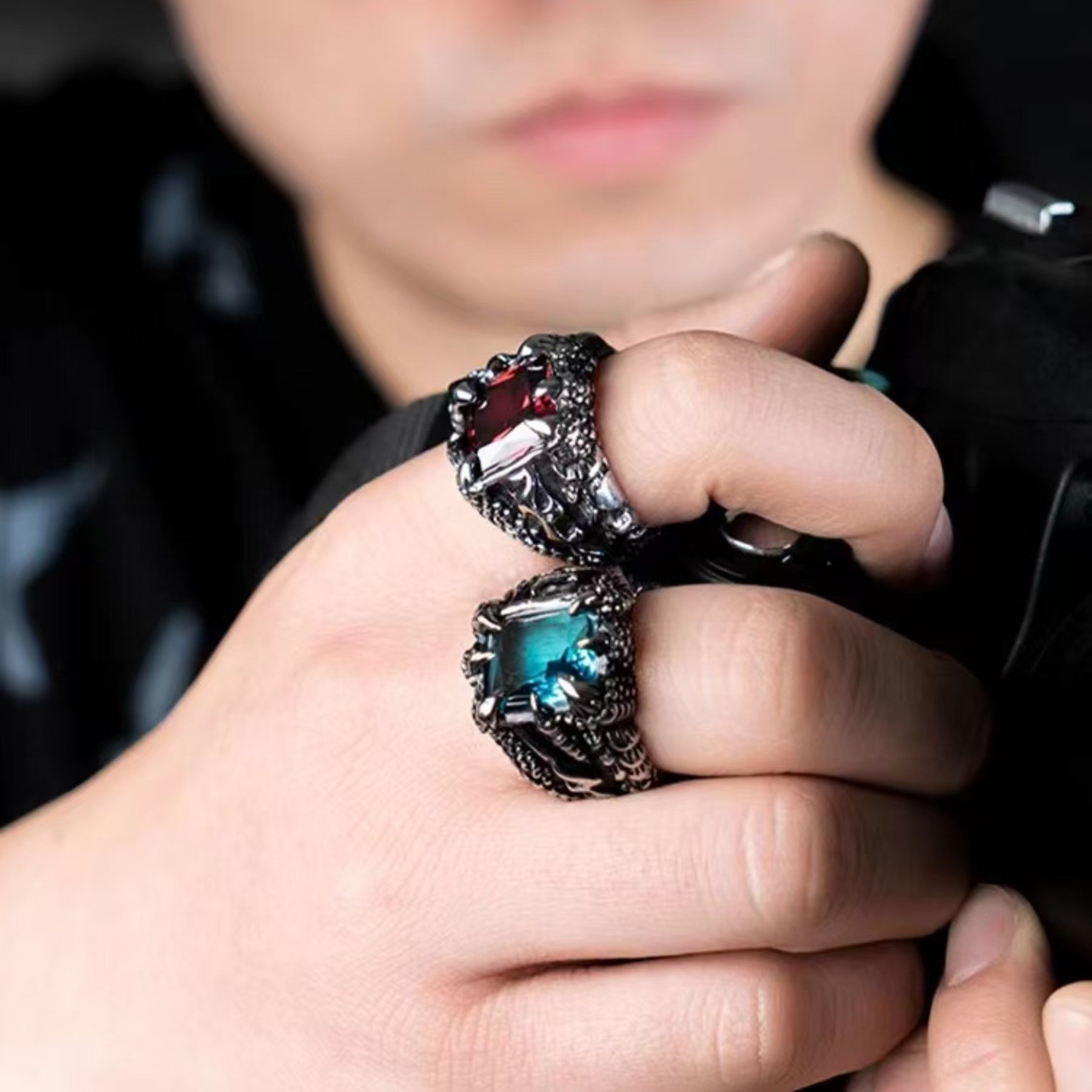 Wholesale Vintage Dragon Claw Men' s Adjustable Ring - Zinc Alloy Electroplated Red,  Fashion Accessory for Resale