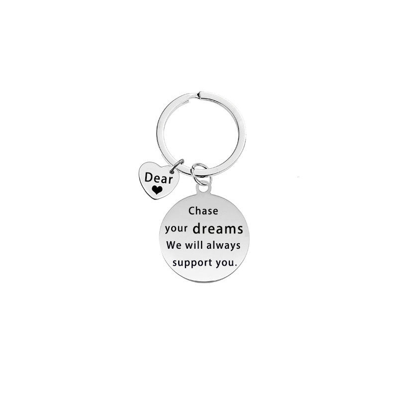 Wholesale Stainless Steel Double Sided Engraved Inspirational Keychain Gift For Couples And Family Creative Fashion Accessory