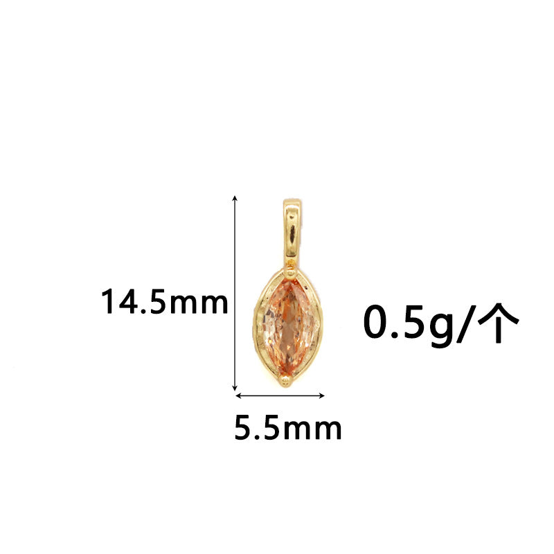 Wholesale Copper Gold-Plated Color-Preserving Pendant with Colorful Zircon Marquise