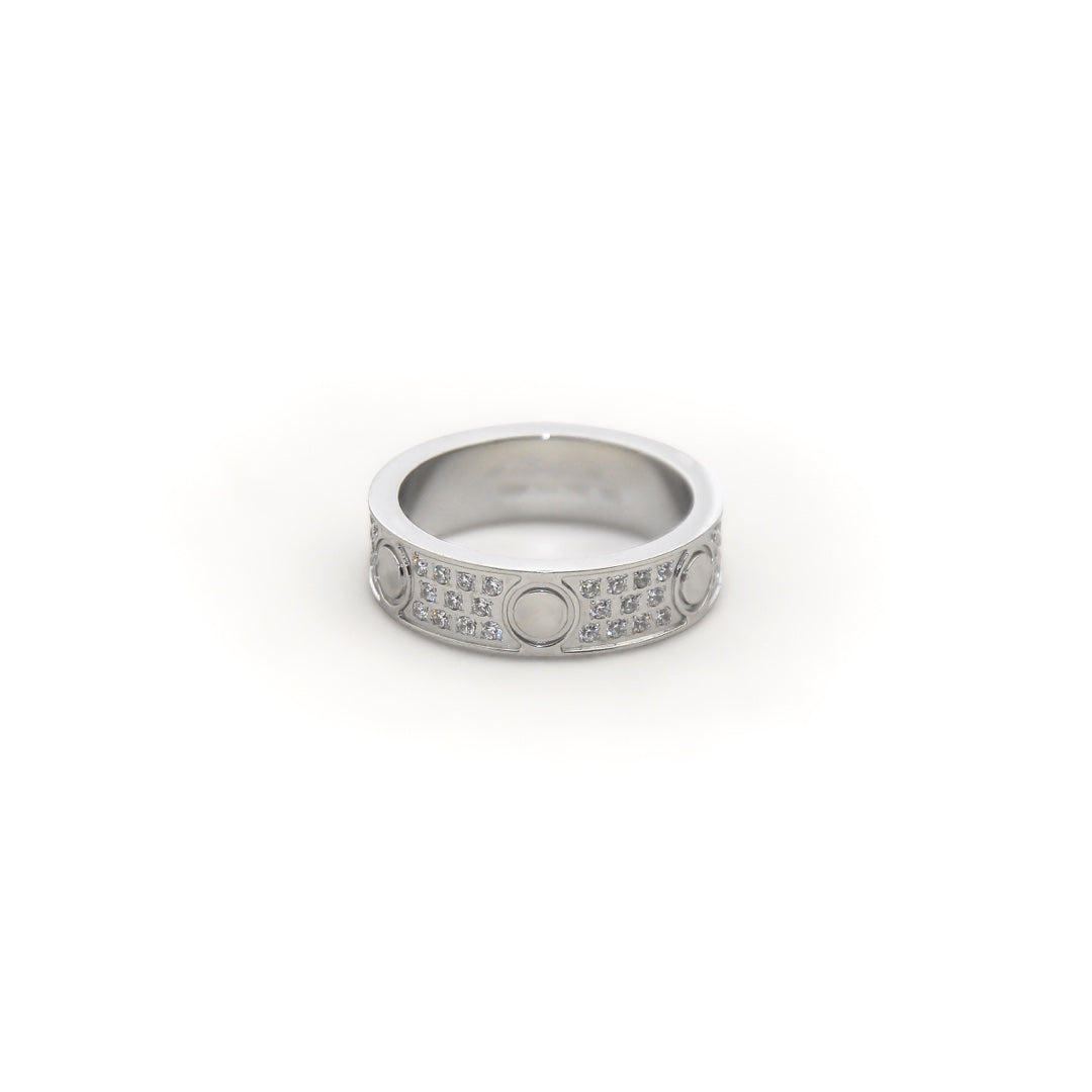 Wholesale Fashion Titanium Steel Starry Rose Gold Diamond-Encrusted Couple Ring Jewelry Accessory