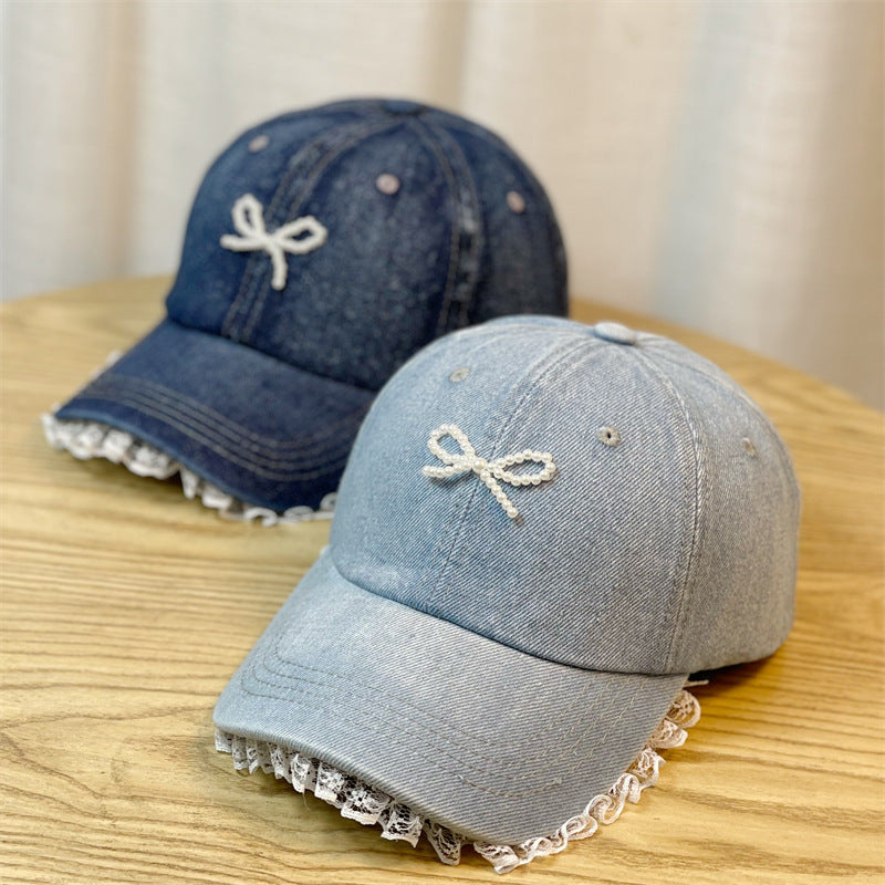 Wholesale Lace trim denim baseball cap