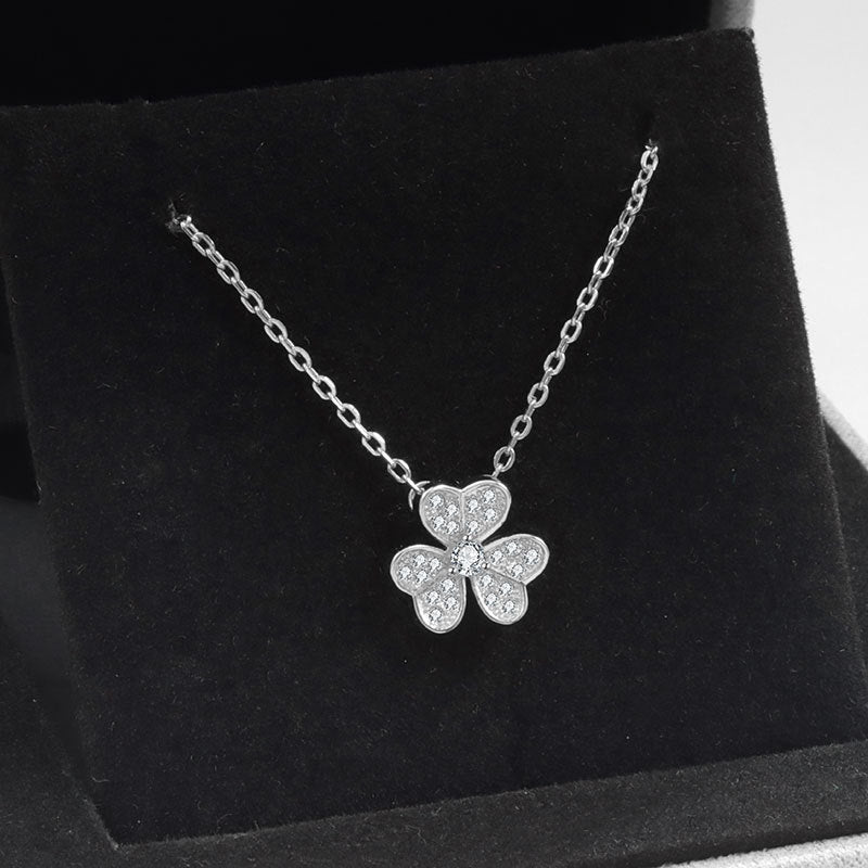 Wholesale S925 sterling silver clover polished necklace
