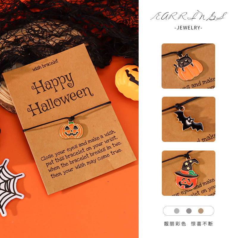 Wholesale  Pumpkin Ghost Bat Drop Oil Bracelet