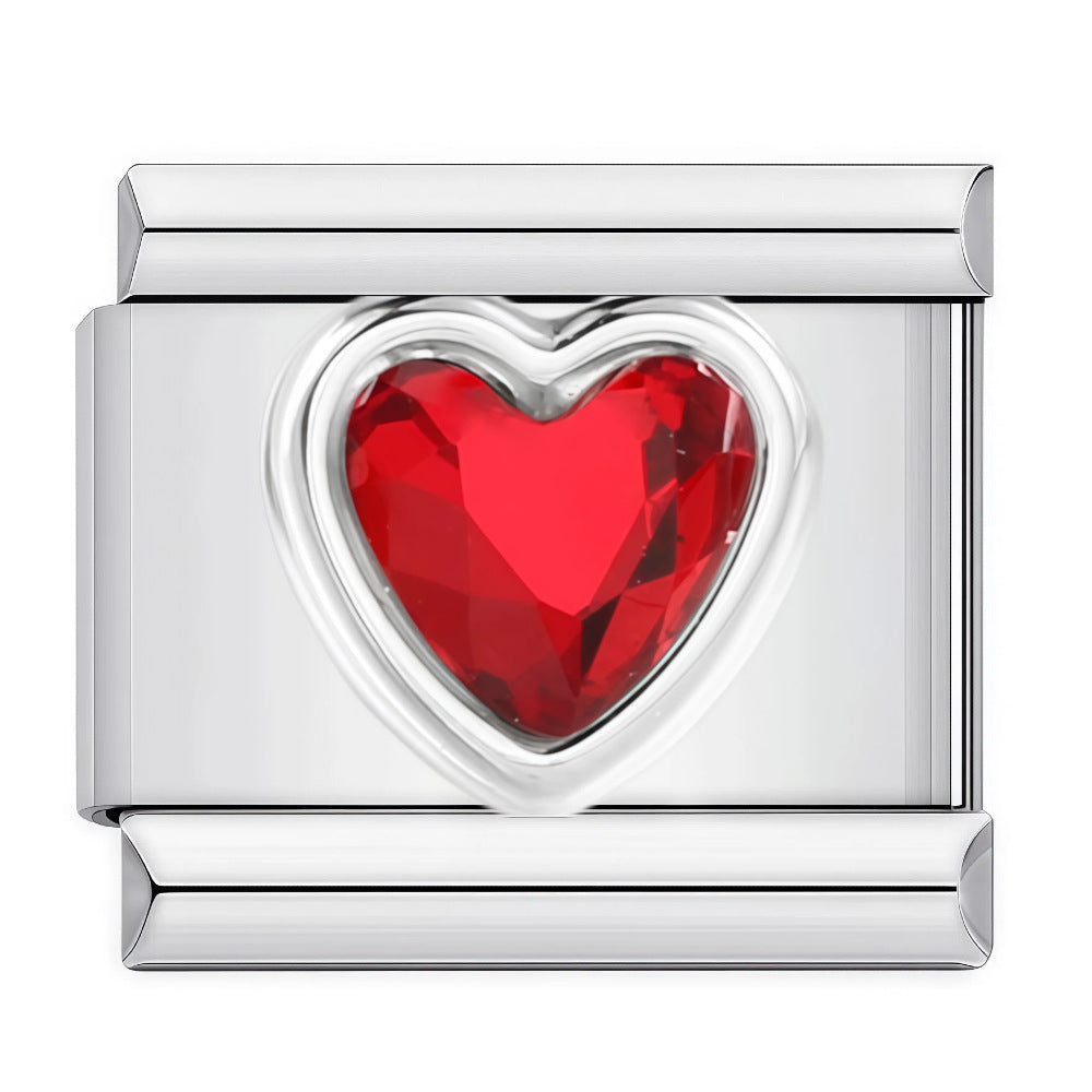 Wholesale DIY Italian Charms Bracelet in Titanium Steel with Rhinestone Hearts,  Fashion Jewelry Accessory