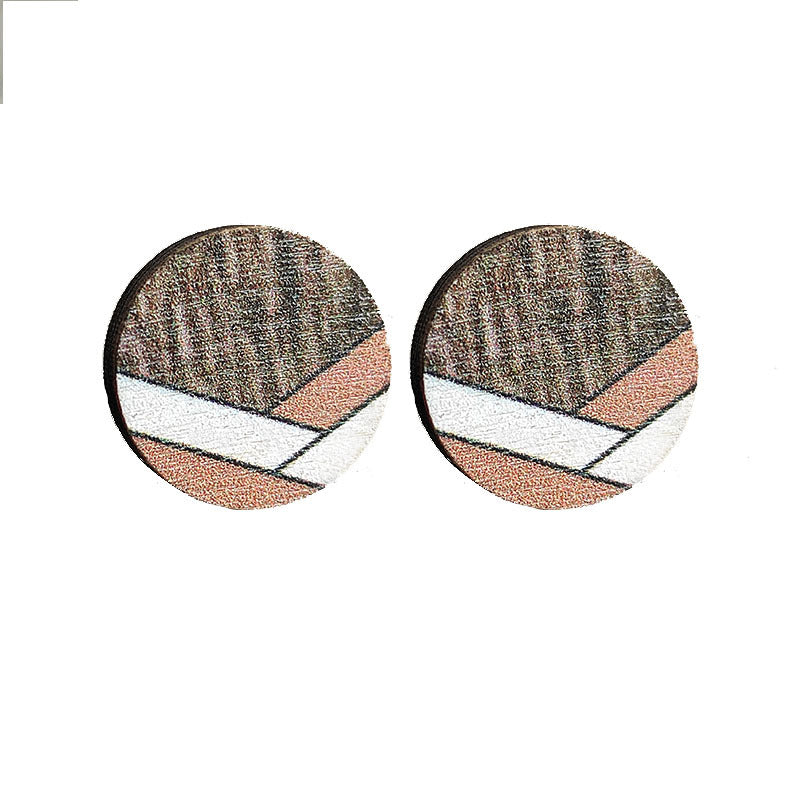 Wholesale 2pcs Wooden Geometric Earrings